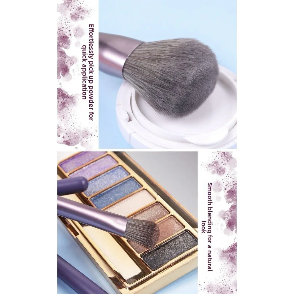 Professional 7-Piece Makeup Brush Set With Travel Case Dusty Purple NEW